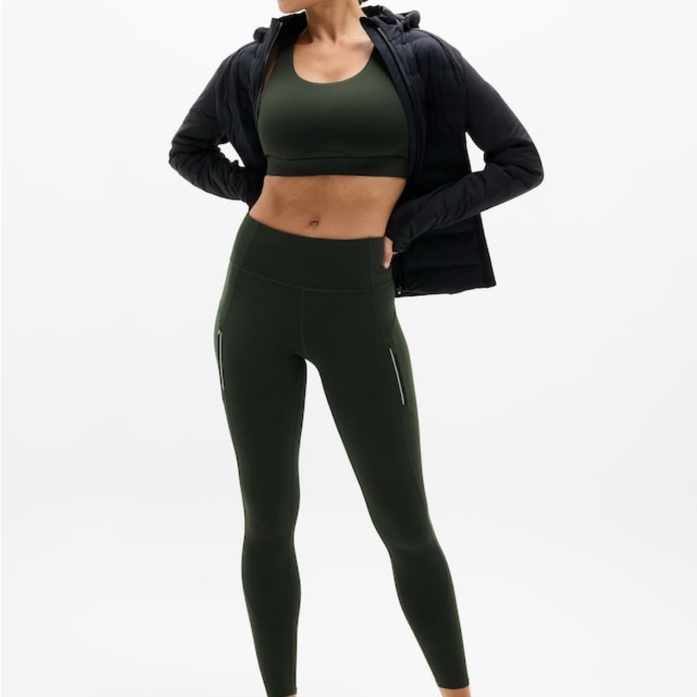Athleta Rainier Green High-Waisted Compression Leggings Medium Tall